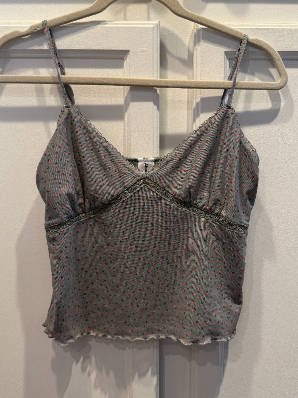 NWOT Abound Cami Top Olive Green & Pink Floral Spaghetti Strap Sz M